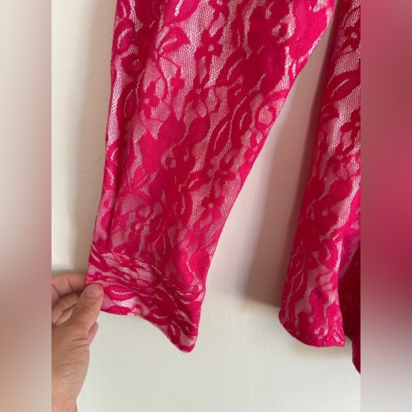 Wrangler Riding Top Women XXL Hot Pink Lace Rhinestone Snap Front - Picture 6 of 8